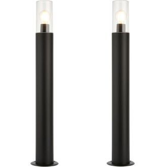 Loops 2 PACK Outdoor Bollard Post Light - 15W E27 LED - 800mm Height - Stainless Steel in Metallics