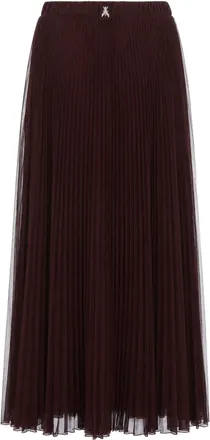 Patrizia Pepe Womens Pleated Maxi Skirt Wood Brown Main Fabric: Polyester