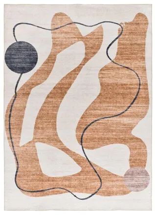 Atticgo Alfombra abstracta naranja/crema 140x200 cm