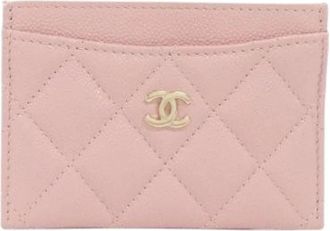 Chanel Pre-owned Timeless Classic Caviar Skin Card Case - Dames - Vintage Accessoires - Roze - ONE Size - Leer - Vintage