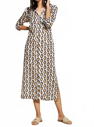 Nic+Zoe Button Front Dress In Orange Multi