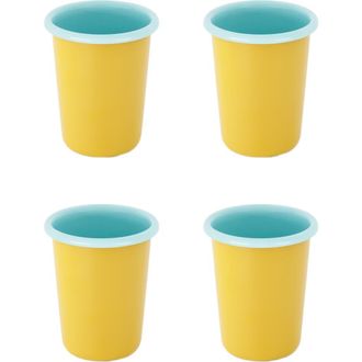 Elifle Small Two Tone Enamel Tumbler - Set of 4 in Mustard & Light Blue at Nordstrom