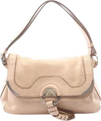 Celine Pre-owned Calfskin Shoulder Bag - Dames - Vintage Schoudertas - Beige - ONE Size - Leer - Vintage