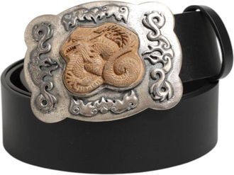 Dolce & Gabbana Gothic Draak Metalen Gesp Leren Riem - Heren - Riemen - Zwart - ONE Size - Leer - Accessoires