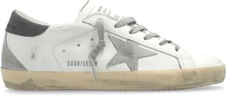 Golden Goose Super-Star Leather Sneakers With Suede Grey Leather And Leather Grey Heel Tab Shoes