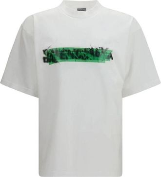 Balenciaga Messy Spray T-shirt - Heren - T-shirts - Wit - M - Katoen - Tops