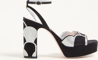 Valentino Garavani Bowow Platform Sandal In Moir&eacute; Fabric With Crystals 115Mm Wo
