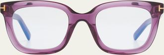 Tom Ford Violet Blue Blocking Square Acetate Glasses