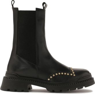Kazar Laarzen met instap bovenwerk versierd met ronde studs - Dames - Chelseaboots - Zwart - 38 EU - Leer - Schoenen