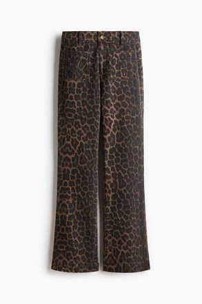 H&M Flared High Jeans in Brown/leopard Print at Nordstrom, Size 14
