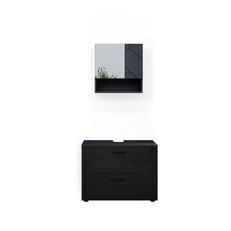Vicco Conjunto De Muebles De Ba&ntilde;o Irma, Antracita Alto Brillo, 2 Piezas