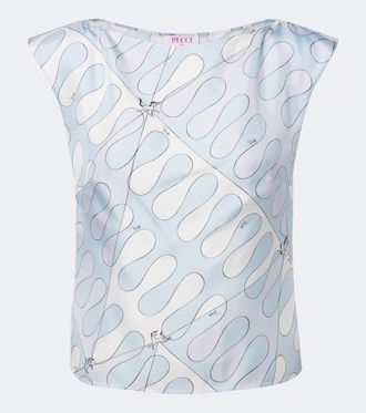 Pucci Top Leocorno de sarga de seda
