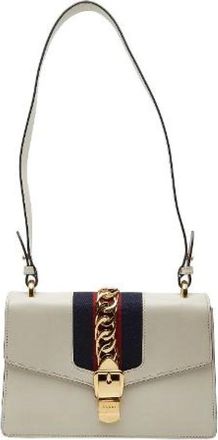 Gucci Pre-owned Shoulder Bags, female, Beige, Size: ONE SIZE Pre-owned Sylvie Shearling Leather Shoulder Bag