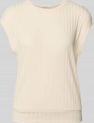 OPUS T-Shirt aus Viskose-Mix mit Strukturmuster Modell Sapino in Sand, Gr&ouml;&szlig;e 36