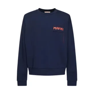 Marni Sweatshirts, male, Blue, Size: XL Boucl&eacute; Jersey Sweatshirt