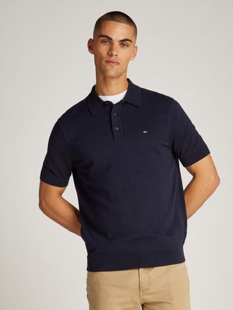 Tommy Hilfiger Poloshirt TOMMY HILFIGER ESSENTIAL COTTON KNITTED POLO, Herren, Gr. S, blau (desert sky), Strick, Obermaterial: 100% Baumwolle, Rippb&uuml;ndchen, Shirts P