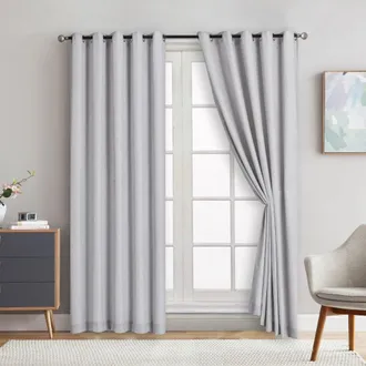 Lewis's Farrow Eyelet Curtains - Silver - Width 90 x Drop 90 (229 x 229 cm) | TJ Hughes