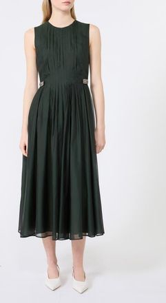 Max Mara Fit & Flare Silk Blend Organza Midi Dress in Moss Green at Nordstrom, Size 14