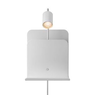 Nordlux Aplique pared revistero con repisa y usb blanco ideal como mesita