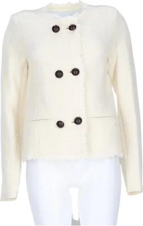 Isabel Marant Cropped Boucl&eacute; Jacket with Textured Fabric and Double-Breasted Front