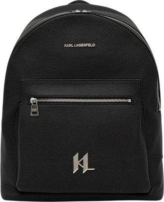 Karl Lagerfeld Textured Monogram Rugzak - Heren - Rugzakken - Zwart - ONE Size - Tassen