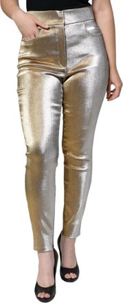 Dolce & Gabbana Metallic Gold High Waist Skinny Womens Pants