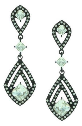 Olivia Welles Silver Plated Cleo Crystal Earrings in Black /Clear at Nordstrom Rack