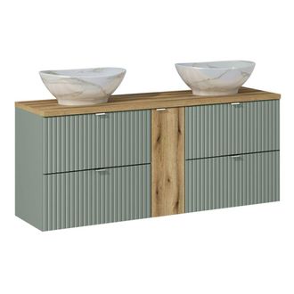 Petits Meubles Mueble lavabo 4 cajones estratificado Verde marr&oacute;n