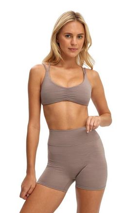 Cotton On Womens Active Ultra Soft Scrunch Front Strappy Crop in Mocha Marle at Nordstrom, Size Medium