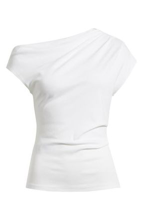 Mango Asymmetric One-Shoulder Top in White at Nordstrom, Size X-Small