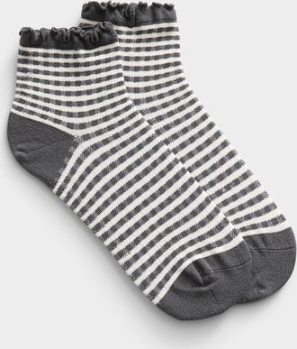 Simons Womens Wavy-trim gingham ankle socks
