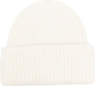 Soft Goat Ribbed Beanie - Dames - Hoeden - Wit - ONE Size - Wol - Accessoires