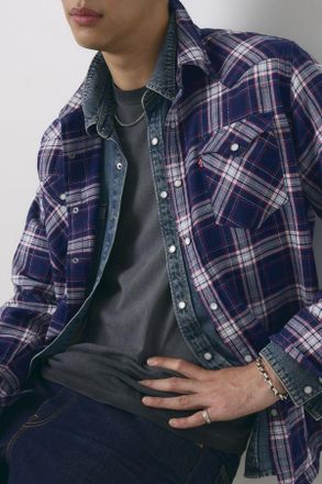 Levi's Camisa Western de fit est&aacute;ndar Barstow - Hombre - XL - Azul / Hawley Plaid Blue Depths Twill