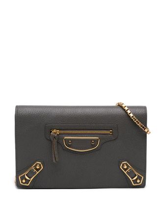 Balenciaga 2017 Chevre Motocross Metallic Edge Wallet on Chain crossbody bag - Grey