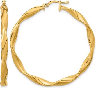 Diamond2Deal 14K Yellow Gold Large Twisted Hoop Earrings