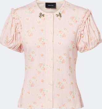 Simone Rocha C&aacute;rdigan de pointelle de algod&oacute;n floral adornado
