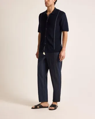 Orlebar Brown Sonoran Relaxed Fit Velo Stripe Trousers in Night Iris Stripe at Nordstrom, Size 30