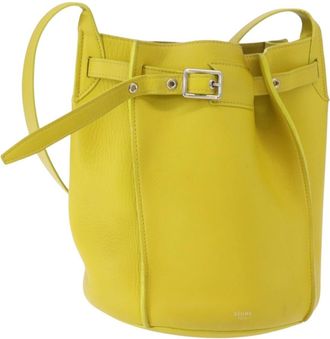 Celine Long Strap Big Bag Bucket Leather Yellow Leather Handbag (Pre-Owned)