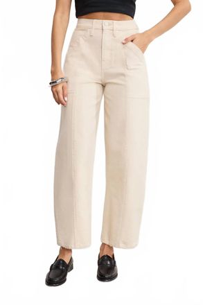Good American Cropped Barrel Pants In Beige