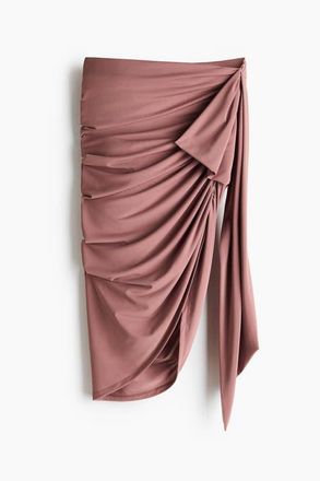 H&M Draped Tie-detail Skirt in Dusty Pink at Nordstrom, Size X-Small