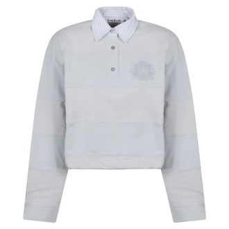 Acne Studios Polo Sweatshirt met strepen - Dames - Sweatshirts - Grijs - XS - Katoen - Hoodies & sweatvesten