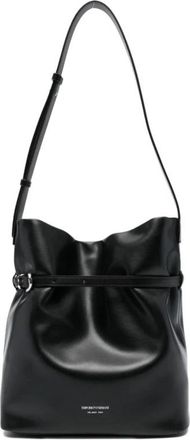 Emporio Armani Medium Leren Bucket Bag - Dames - Schoudertassen - Zwart - ONE Size - Leer - Tassen