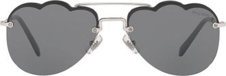 Miu Miu Dark Grey Flash Silver Geometric Ladies Sunglasses MU 56US 1BC175 58