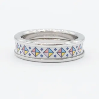 Herm&egrave;s Collier De Chien White Palladium Band Ring (Pre-Owned)