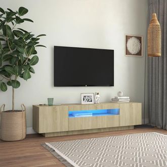 Berkfield Home TV Cabinet with LED Lights Sonoma Oak 160x35x40 cm in Brown | Size: 160 x 35 x 40 cm
