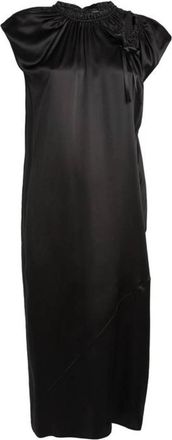 Simone Rocha Tie-Detailed Ruched Silk-Satin Midi Dress Size S