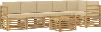 vidaXL Conjunto De Sof&aacute;s De Exterior 7 Uds. Y Beige Poli&eacute;ster Vidaxl