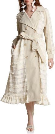 Avec Les Filles Mixed Media Trench Coat in Bone Multi at Nordstrom, Size Medium