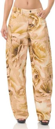 AFRM Bexley Floral Barrel Leg Jeans in Gold Rose Print at Nordstrom Rack, Size 25