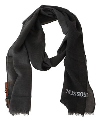Missoni Wool Logo-Embroidered Scarf - Black